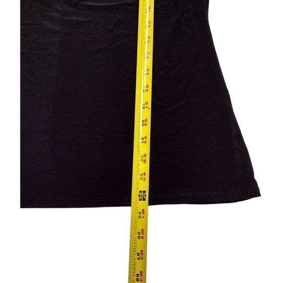 MSK Womens Size Large Shirt Black Stretch Cowl Neck Rhinestone Zip Shoulders - Picture 6 of 6